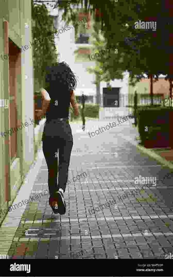 A Young Woman Running Through A City Street, Her Body Smeared With Dirt And Blood. She Is Clutching A Razor Blade In Her Hand. Running With Razors And Soul